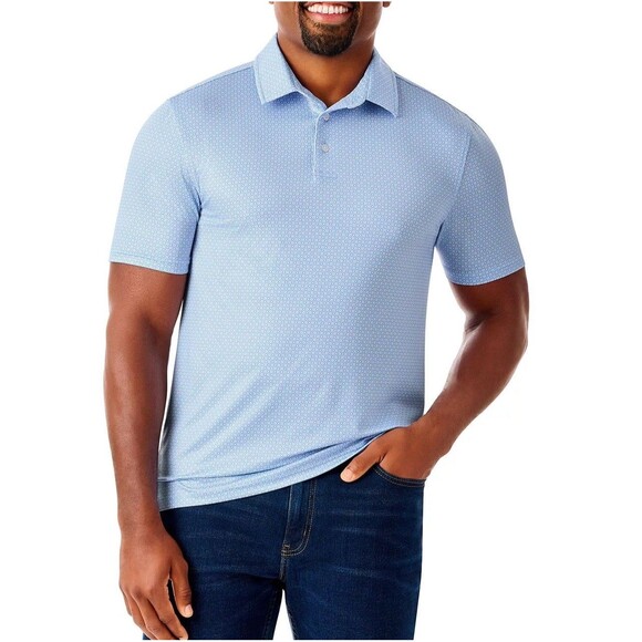 NWT Member's Mark Men's Short Sleeve Pattern Performance Polo Light Blue XXL - Picture 1 of 12